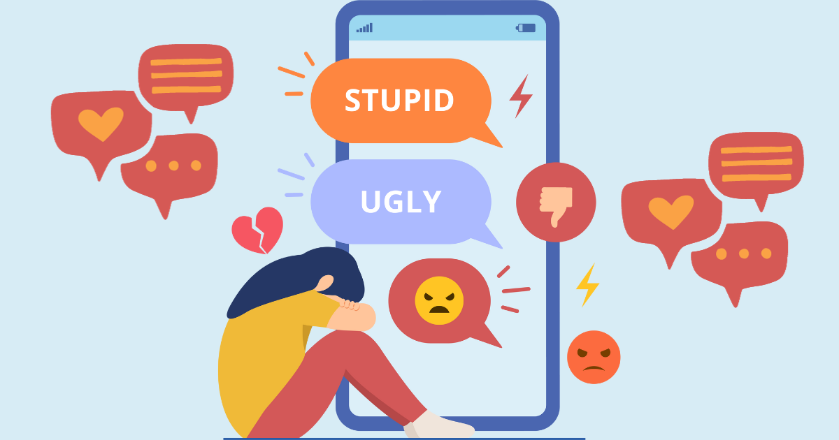 Prevent Cyber-Bullying Middle School student and phone.