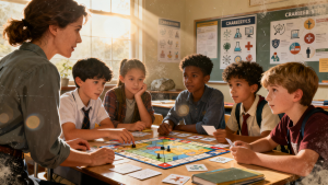 Career Exploration in the Classroom. Students playing a game in class.